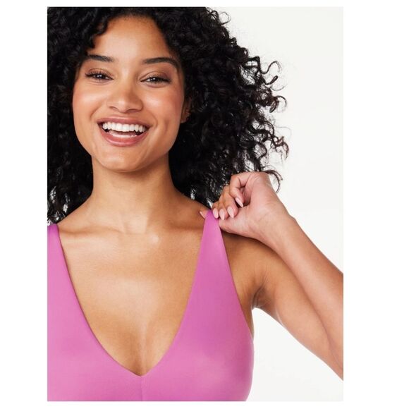 Joyspun Women's Unlined Soft Brushed Plunge Bralette, Size Large - Picture 6 of 12